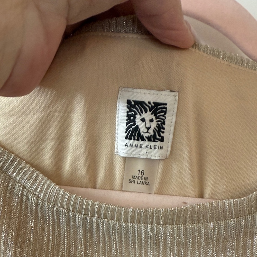 Anne Klein Gold Long Sleeve Dress - Picture 2 of 3